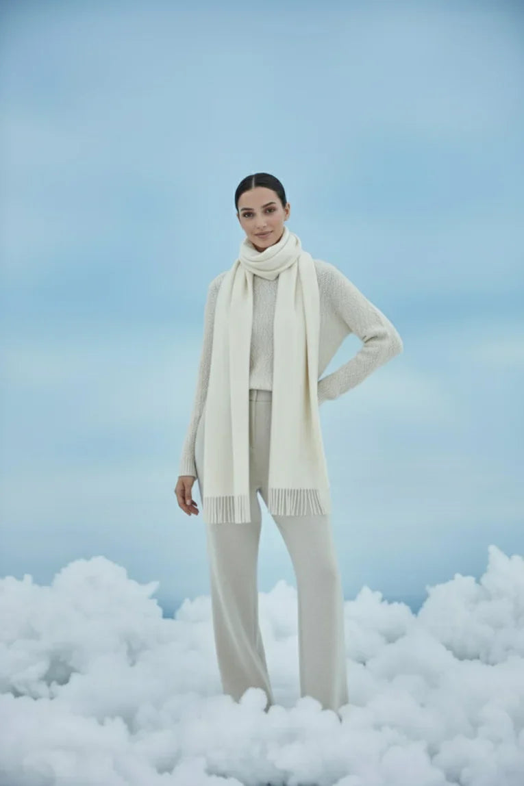 Plain Cashmere Scarf - Off White