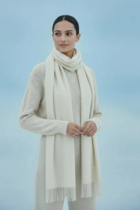 Plain Cashmere Scarf - Off White