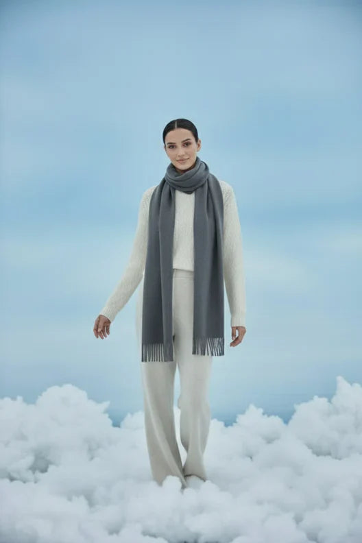 Plain Cashmere Scarf - Charcole